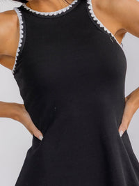 WOMEN'S SLEEVELESS FIT & FLARE RIBBED MINI DRESS