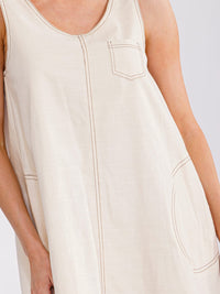 WOMEN'S SLEEVELESS FRONT POCKETS LOOSE FIT DENIM MINI DRESS