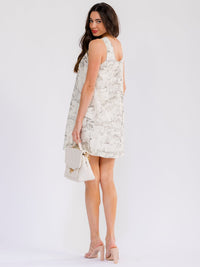 WOMEN'S SLEEVELESS FRONT POCKETS MULTI PRINT TUNIC MINI DRESS
