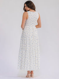 WOMEN'S SLEEVELESS SWISS FLORAL MAXI DRESS