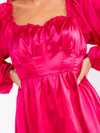 WOMEN'S LONG SLEEVE SMOCK TIERED MINI DRESS