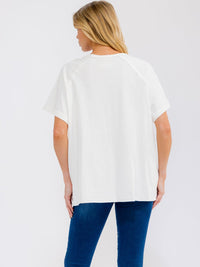 WOMEN'S SHORT SLEEVE SEQUINS GRAPHIC OVERSIZED SHIRT