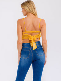 WOMEN'S SLEEVELESS OPEN BACK FLORAL CROP TOP