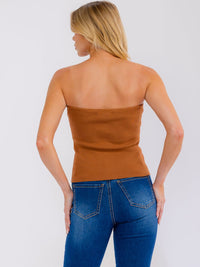 WOMEN'S SLEEVELESS BUTTON DETAILED COLORBLOCK RIBBED TUBE TOP