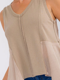 WOMEN'S SLEEVELESS V-NECK HIGH LOW TANK TOP