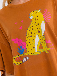 WOMEN'S SHORT SLEEVE MULTI PRINT OVERSIZED SHIRT