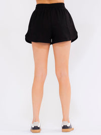 WOMEN'S ELASTIC WAIST FRONT POCKETS SEQUINS PRINT MINI SHORTS