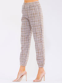 WOMEN'S ELASTIC WAIST FRONT POCKETS JOGGER PANTS