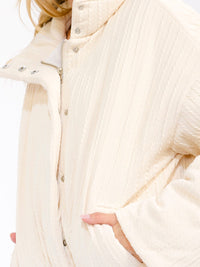 WOMEN'S LONG SLEEVE BUTTON UP FRONT POCKETS RIBBED BOMBER JACKET