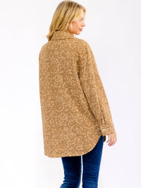 WOMEN'S LONG SLEEVE BUTTON UP FRONT POCKETS FLOWERS JACKET