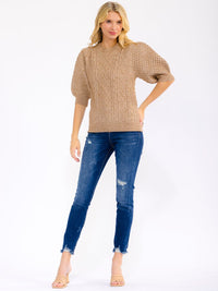 WOMEN'S SHORT PUFF SLEEVE DETAILED SWEATER BLOUSE