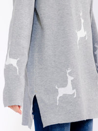 WOMEN'S LONG SLEEVE MOCK NECK PULLOVER OVERSIZED HOLIDAY SWEATER