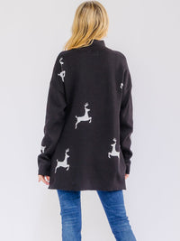 WOMEN'S LONG SLEEVE MOCK NECK PULLOVER OVERSIZED HOLIDAY SWEATER