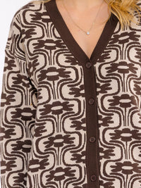 WOMEN'S LONG SLEEVE BUTTON UP FLORAL PRINT SWEATER