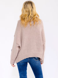 WOMEN'S LONG SLEEVE KNITTED FLOWERS PULLOVER SWEATER