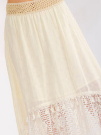 WOMEN'S ELASTIC WAIST HIGH-LOW CROCHET MAXI SKIRT