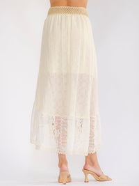 WOMEN'S ELASTIC WAIST HIGH-LOW CROCHET MAXI SKIRT
