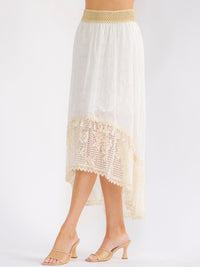 WOMEN'S ELASTIC WAIST HIGH-LOW CROCHET MAXI SKIRT