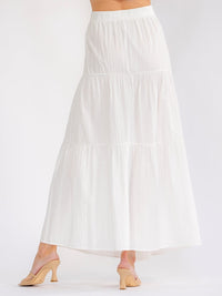 WOMEN'S ELASTIC WAIST TIERED FLOWER SEQUINS MAXI SKIRT