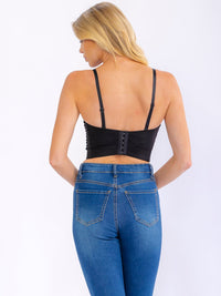 WOMEN'S SLEEVELESS ADJUSTABLE STRAPS SEQUINS BUSTIER