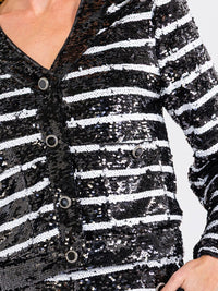 WOMEN'S LONG SLEEVE BLAZER & ZIP UP MINI SHORT COLORBLOCK SEQUINS 2PC. SET