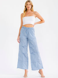 WOMEN'S ELASTIC WAIST POCKETS ADJUSTABLE LEG TRIM PANTS