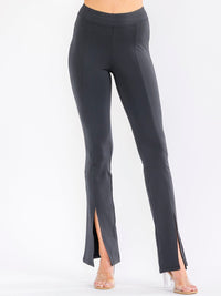 WOMEN'S ELASTIC HIGH WAIST FRONT SLIT FLARE LEGGINGS