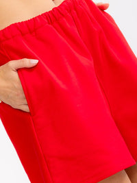 WOMEN'S ELASTIC WAIST FRONT POCKETS SHORTS