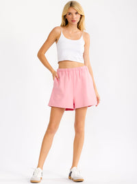 WOMEN'S ELASTIC WAIST FRONT POCKETS SHORTS
