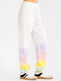 WOMEN'S ELASTIC WAIST FRONT POCKETS TIE DYE JOGGER PANTS
