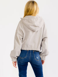 WOMEN'S LONG SLEEVE ZIP UP HOODED FRONT POCKETS JACKET