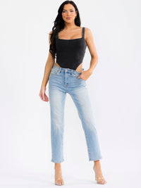 WOMEN'S SLEEVELESS SQUARE NECK WASHED DENIM BODYSUIT