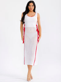 WOMEN'S SLEEVELESS COLORBLOCK KNIT COVER UP MAXI DRESS