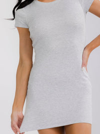 WOMEN'S SHORT SLEEVE RIBBED BODYCON MINI DRESS