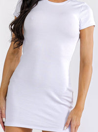 WOMEN'S SHORT SLEEVE RIBBED BODYCON MINI DRESS