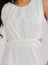 WOMEN'S SLEEVELESS BACK CUT OUT ELASTIC WAIST TIERED MAXI DRESS