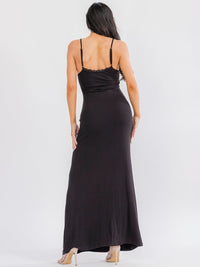 WOMEN'S SLEEVELESS LACE TRIM RIBBED BODYCON MAXI DRESS