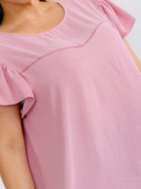 PLUS SIZE SHORT RUFFLE SLEEVE SOLID BLOUSE