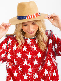 WOMEN'S USA RIBBON SUN HAT