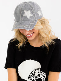WOMEN'S ASSORTED COLORS ADJUSTABLE STRAP STARS DISTRESS PONYTAIL SLOT HATS