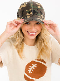 WOMEN'S CAMO PRINT ADJUSTABLE STRAP BASEBALL CAPS