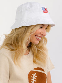 WOMEN'S USA FLAG PATCH WASHED BUCKET HAT