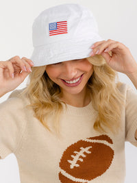 WOMEN'S USA FLAG PATCH WASHED BUCKET HAT