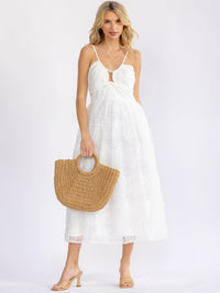 JUST ME WOMEN'S SLEEVELESS V-NECK FIT & FLARE MAXI DRESS