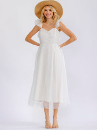 JUST ME WOMEN'S SLEEVELESS PEARL LACE DETAILED MAXI DRESS
