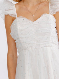 JUST ME WOMEN'S SLEEVELESS PEARL LACE DETAILED MAXI DRESS