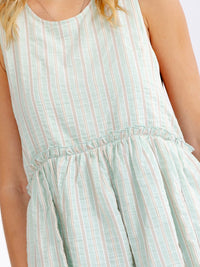 WOMEN'S SLEEVELESS FRONT POCKETS STRIPES LOOSE FIT MINI DRESS
