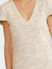 JUST ME WOMEN'S SHORT SLEEVE V-NECK SHIMMER BODYCON MINI DRESS