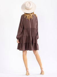 WOMEN'S LONG SLEEVE TIERED TUNIC MINI DRESS