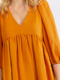 WOMEN'S 3/4 SLEEVE V-NECK LOOSE FIT MINI DRESS